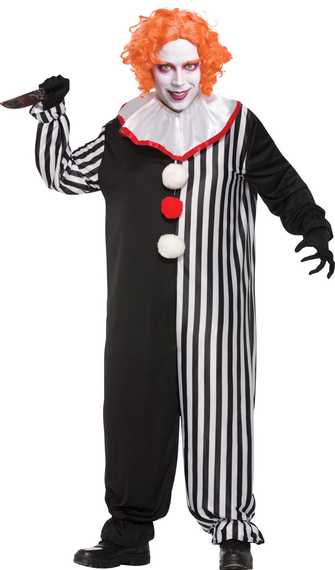 Scary Clown Costume Court Jester Fancy Dress 9089
